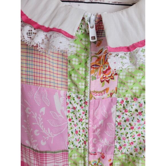 Vintage Square Dance Party Dress Patchwork Handmade Pink Green Size 14p - Picture 13 of 16